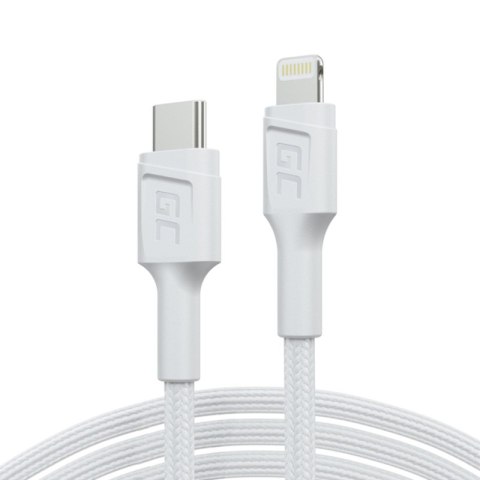 Green Cell PowerStream - Kabel Przewód USB-C - Lightning 100 cm Power Delivery certyfikat Apple MFi (biały) Green Cell Green Cell PowerStream - Kabel Przewód USB-C - Lightning 100 cm Power Delivery certyfikat Apple MFi (biały) Green Cell