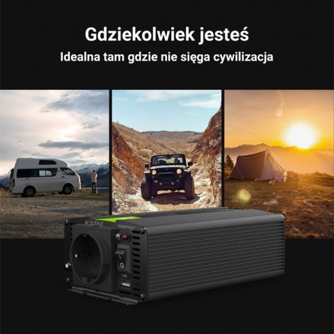 Green Cell - Przetwornica napięcia Inwerter 24V na 230V 1000W/2000W Czysta sinusoida Green Cell Green Cell - Przetwornica napięcia Inwerter 24V na 230V 1000W/2000W Czysta sinusoida Green Cell