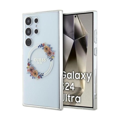 Guess IML Flowers Wreath MagSafe - Etui Samsung Galaxy S24 Ultra (przezroczysty) Guess Guess IML Flowers Wreath MagSafe - Etui Samsung Galaxy S24 Ultra (przezroczysty) Guess