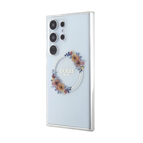 Guess IML Flowers Wreath MagSafe - Etui Samsung Galaxy S24 Ultra (przezroczysty) Guess Guess IML Flowers Wreath MagSafe - Etui Samsung Galaxy S24 Ultra (przezroczysty) Guess