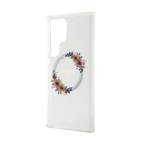 Guess IML Flowers Wreath MagSafe - Etui Samsung Galaxy S24 Ultra (przezroczysty) Guess Guess IML Flowers Wreath MagSafe - Etui Samsung Galaxy S24 Ultra (przezroczysty) Guess