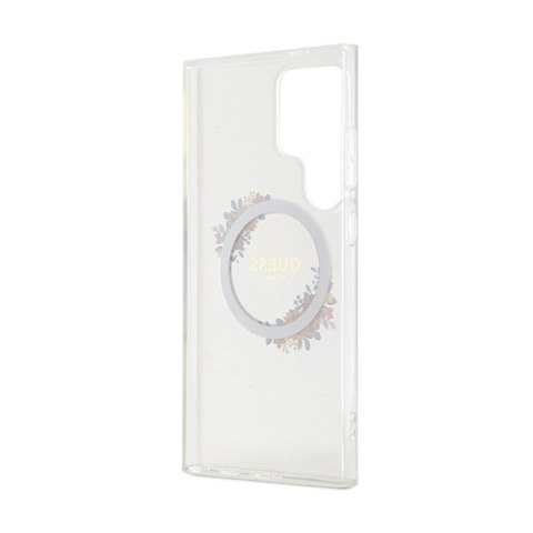 Guess IML Flowers Wreath MagSafe - Etui Samsung Galaxy S24 Ultra (przezroczysty) Guess Guess IML Flowers Wreath MagSafe - Etui Samsung Galaxy S24 Ultra (przezroczysty) Guess