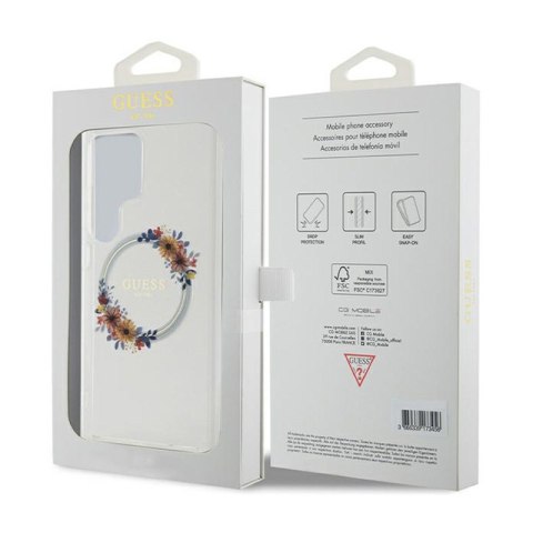 Guess IML Flowers Wreath MagSafe - Etui Samsung Galaxy S24 Ultra (przezroczysty) Guess Guess IML Flowers Wreath MagSafe - Etui Samsung Galaxy S24 Ultra (przezroczysty) Guess