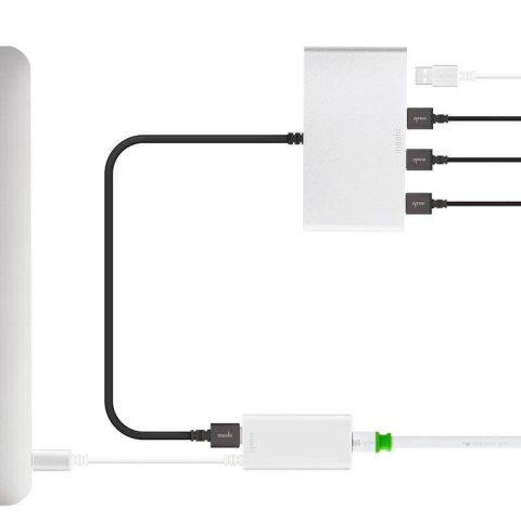 Moshi USB-C to Gigabit Ethernet Adapter - Aluminiowa przejściówka z USB-C na Gigabit Ethernet (srebrny) Moshi Moshi USB-C to Gigabit Ethernet Adapter - Aluminiowa przejściówka z USB-C na Gigabit Ethernet (srebrny) Moshi