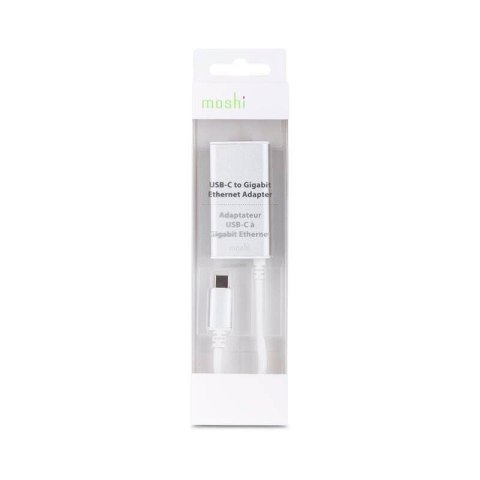 Moshi USB-C to Gigabit Ethernet Adapter - Aluminiowa przejściówka z USB-C na Gigabit Ethernet (srebrny) Moshi Moshi USB-C to Gigabit Ethernet Adapter - Aluminiowa przejściówka z USB-C na Gigabit Ethernet (srebrny) Moshi