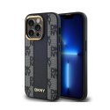 DKNY Leather Checkered Mono Pattern MagSafe - Etui iPhone 13 Pro (czarny) DKNY