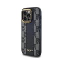 DKNY Leather Checkered Mono Pattern MagSafe - Etui iPhone 13 Pro (czarny) DKNY