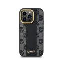 DKNY Leather Checkered Mono Pattern MagSafe - Etui iPhone 13 Pro (czarny) DKNY