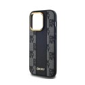 DKNY Leather Checkered Mono Pattern MagSafe - Etui iPhone 13 Pro (czarny) DKNY