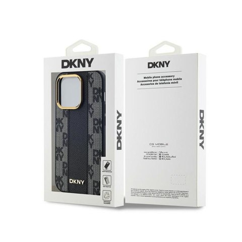 DKNY Leather Checkered Mono Pattern MagSafe - Etui iPhone 13 Pro (czarny) DKNY DKNY Leather Checkered Mono Pattern MagSafe - Etui iPhone 13 Pro (czarny) DKNY