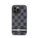 DKNY Leather Checkered Mono Pattern & Printed Stripes - Etui iPhone 14 Pro Max (czarny) DKNY