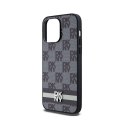 DKNY Leather Checkered Mono Pattern & Printed Stripes - Etui iPhone 14 Pro Max (czarny) DKNY