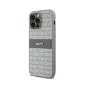 DKNY Leather Mono Stripe & Metal Logo - Etui iPhone 14 Pro (beżowy) DKNY