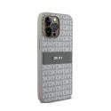 DKNY Leather Mono Stripe & Metal Logo - Etui iPhone 14 Pro (beżowy) DKNY