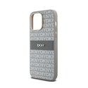 DKNY Leather Mono Stripe & Metal Logo - Etui iPhone 14 Pro (beżowy) DKNY