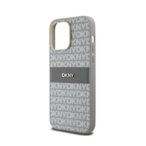 DKNY Leather Mono Stripe & Metal Logo - Etui iPhone 14 Pro (beżowy) DKNY DKNY Leather Mono Stripe & Metal Logo - Etui iPhone 14 Pro (beżowy) DKNY