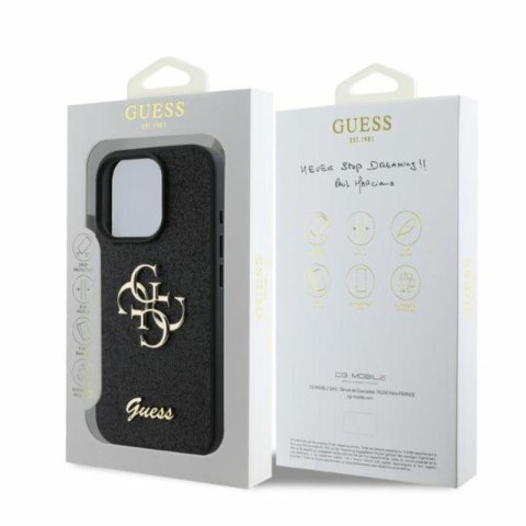 Guess Fixed Glitter Big 4G - Etui iPhone 16 Pro Max (czarny) Guess Guess Fixed Glitter Big 4G - Etui iPhone 16 Pro Max (czarny) Guess