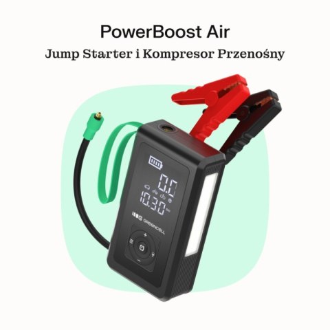 Green Cell - PowerBoost Air Car Jump Starter / Rozrusznik / Latarka / Powerbank do samochodu z kompresorem 8000mAh 1000A Green Cell Green Cell - PowerBoost Air Car Jump Starter / Rozrusznik / Latarka / Powerbank do samochodu z kompresorem 8000mAh 1000A Green Cell