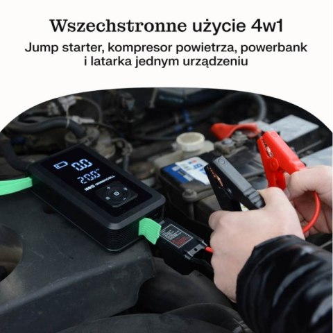 Green Cell - PowerBoost Air Car Jump Starter / Rozrusznik / Latarka / Powerbank do samochodu z kompresorem 8000mAh 1000A Green Cell Green Cell - PowerBoost Air Car Jump Starter / Rozrusznik / Latarka / Powerbank do samochodu z kompresorem 8000mAh 1000A Green Cell
