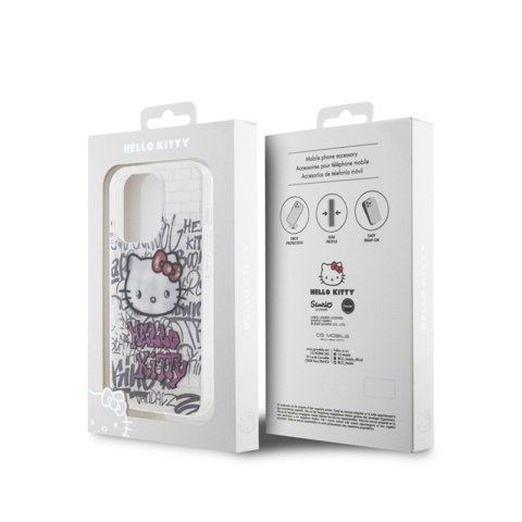 Hello Kitty IML Kitty On Bricks Graffiti - Etui iPhone 14 Pro (biały) Hello Kitty Hello Kitty IML Kitty On Bricks Graffiti - Etui iPhone 14 Pro (biały) Hello Kitty