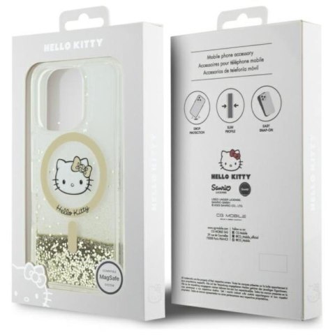 Hello Kitty Liquid Glitter Fever MagSafe - Etui iPhone 16 Pro Max (biały / złoty) Hello Kitty Hello Kitty Liquid Glitter Fever MagSafe - Etui iPhone 16 Pro Max (biały / złoty) Hello Kitty