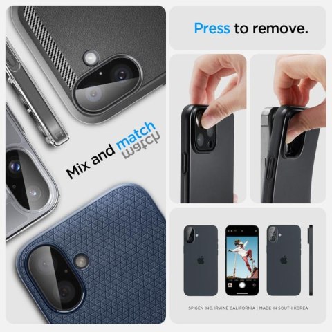 Spigen Optik GLAS.TR Camera Protector 2-Pack - Szkło ochronne na obiektyw do iPhone 16 / 16 Plus (2 szt) (Czarny) Spigen Spigen Optik GLAS.TR Camera Protector 2-Pack - Szkło ochronne na obiektyw do iPhone 16 / 16 Plus (2 szt) (Czarny) Spigen