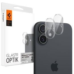 Spigen Optik GLAS.TR Camera Protector 2-Pack - Szkło ochronne na obiektyw do iPhone 16 / 16 Plus (2 szt) (Przezroczysty) Spigen