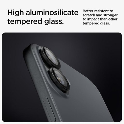 Spigen Optik Pro GLAS.TR EZ Fit Camera Protector 2-Pack - Szkło ochronne na obiektyw do iPhone 16 / 16 Plus (2 szt) (Czarny) Spigen Spigen Optik Pro GLAS.TR EZ Fit Camera Protector 2-Pack - Szkło ochronne na obiektyw do iPhone 16 / 16 Plus (2 szt) (Czarny) Spigen
