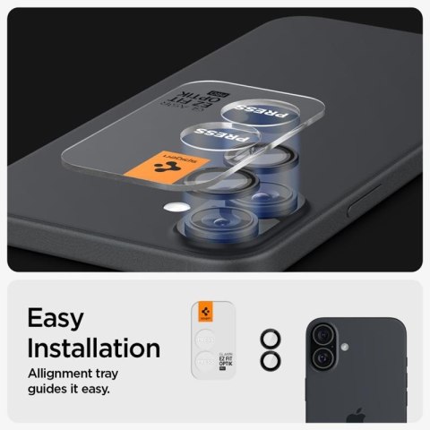 Spigen Optik Pro GLAS.TR EZ Fit Camera Protector 2-Pack - Szkło ochronne na obiektyw do iPhone 16 / 16 Plus (2 szt) (Czarny) Spigen Spigen Optik Pro GLAS.TR EZ Fit Camera Protector 2-Pack - Szkło ochronne na obiektyw do iPhone 16 / 16 Plus (2 szt) (Czarny) Spigen