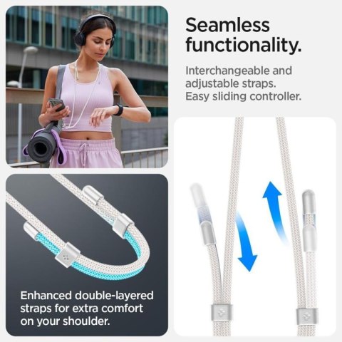 Spigen Universal Strap Set Crossbody & Wrist - Pasek do telefonu na ramię + na nadgarstek (Pearl White) Spigen Spigen Universal Strap Set Crossbody & Wrist - Pasek do telefonu na ramię + na nadgarstek (Pearl White) Spigen