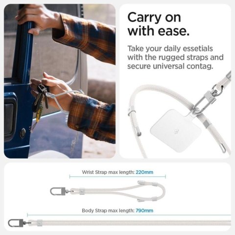 Spigen Universal Strap Set Crossbody & Wrist - Pasek do telefonu na ramię + na nadgarstek (Pearl White) Spigen Spigen Universal Strap Set Crossbody & Wrist - Pasek do telefonu na ramię + na nadgarstek (Pearl White) Spigen