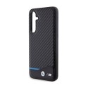 BMW Leather Carbon Blue Line - Etui Samsung Galaxy S23 FE (czarny) BMW