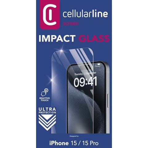 Cellularline Impact Glass - Hartowane szkło ochronne iPhone 15 / iPhone 15 Pro Cellularline Cellularline Impact Glass - Hartowane szkło ochronne iPhone 15 / iPhone 15 Pro Cellularline