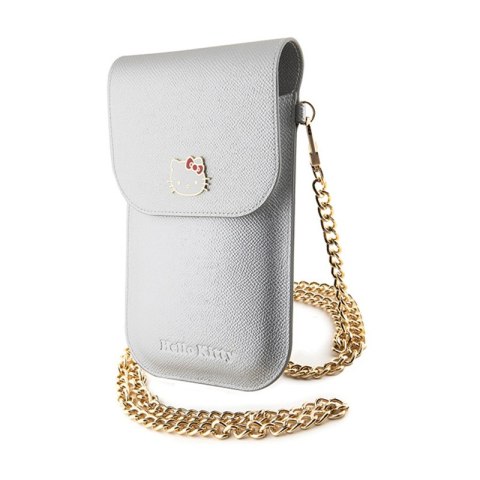 Hello Kitty Leather Metal Logo Chain - Torebka crossbody na telefon (srebrny) Hello Kitty Hello Kitty Leather Metal Logo Chain - Torebka crossbody na telefon (srebrny) Hello Kitty