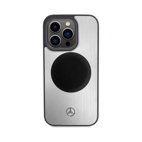 Mercedes Leather & Alu MagSafe - Etui iPhone 15 Pro (srebrny) Mercedes Mercedes Leather & Alu MagSafe - Etui iPhone 15 Pro (srebrny) Mercedes