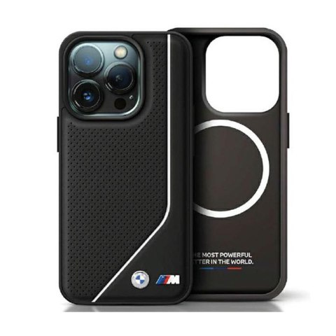 BMW Perforated Twisted Line MagSafe - Etui iPhone 15 (czarny) BMW BMW Perforated Twisted Line MagSafe - Etui iPhone 15 (czarny) BMW