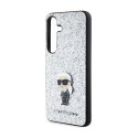 Karl Lagerfeld Fixed Glitter Ikonik Logo Metal Pin - Etui Samsung Galaxy S24 (srebrny) Karl Lagerfeld