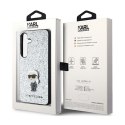 Karl Lagerfeld Fixed Glitter Ikonik Logo Metal Pin - Etui Samsung Galaxy S24 (srebrny) Karl Lagerfeld