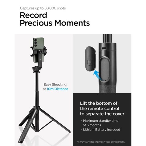 Spigen S560W Bluetooth Selfie Stick Tripod - Statyw na smartfon / uchwyt selfie stick (Czarny) Spigen Spigen S560W Bluetooth Selfie Stick Tripod - Statyw na smartfon / uchwyt selfie stick (Czarny) Spigen