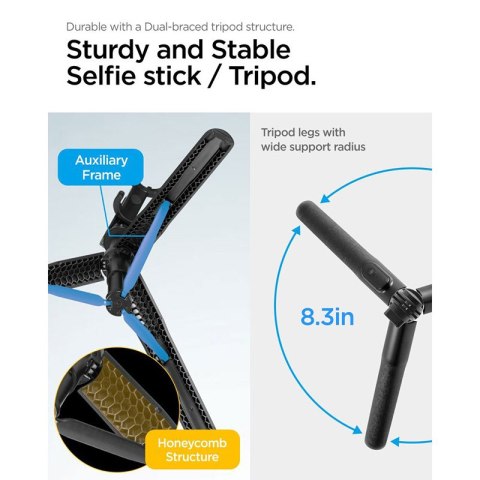 Spigen S560W Bluetooth Selfie Stick Tripod - Statyw na smartfon / uchwyt selfie stick (Czarny) Spigen Spigen S560W Bluetooth Selfie Stick Tripod - Statyw na smartfon / uchwyt selfie stick (Czarny) Spigen