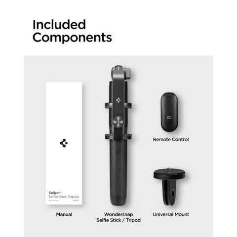 Spigen S560W Bluetooth Selfie Stick Tripod - Statyw na smartfon / uchwyt selfie stick (Czarny) Spigen Spigen S560W Bluetooth Selfie Stick Tripod - Statyw na smartfon / uchwyt selfie stick (Czarny) Spigen