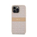 DKNY Leather Mono Stripe & Metal Logo - Etui iPhone 14 Pro Max (różowy) DKNY