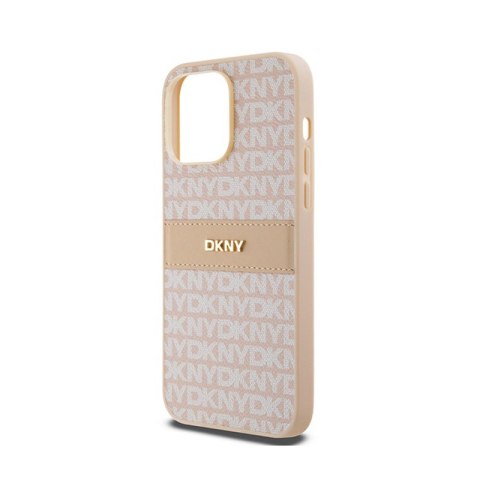 DKNY Leather Mono Stripe & Metal Logo - Etui iPhone 14 Pro Max (różowy) DKNY DKNY Leather Mono Stripe & Metal Logo - Etui iPhone 14 Pro Max (różowy) DKNY