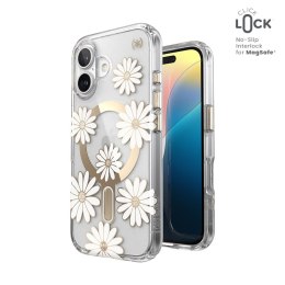 Speck Presidio Lux ClickLock & MagSafe - Etui iPhone 16 (Sunshine Daisies / Clear / Gold) Speck