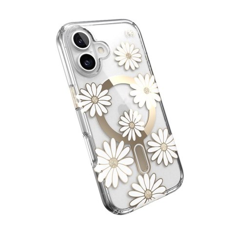 Speck Presidio Lux ClickLock & MagSafe - Etui iPhone 16 (Sunshine Daisies / Clear / Gold) Speck Speck Presidio Lux ClickLock & MagSafe - Etui iPhone 16 (Sunshine Daisies / Clear / Gold) Speck