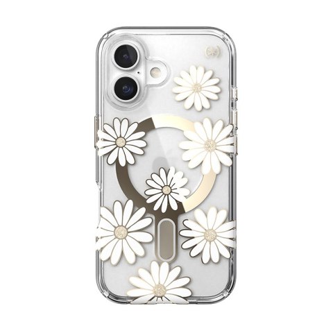 Speck Presidio Lux ClickLock & MagSafe - Etui iPhone 16 (Sunshine Daisies / Clear / Gold) Speck Speck Presidio Lux ClickLock & MagSafe - Etui iPhone 16 (Sunshine Daisies / Clear / Gold) Speck