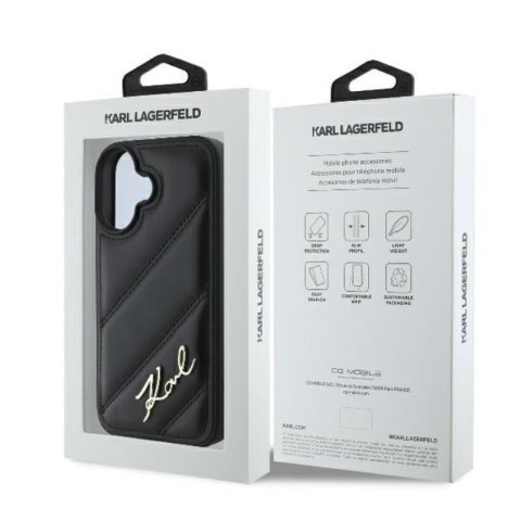 Karl Lagerfeld Quilted Signature - Etui iPhone 16 (czarny) Karl Lagerfeld Karl Lagerfeld Quilted Signature - Etui iPhone 16 (czarny) Karl Lagerfeld