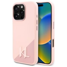 Karl Lagerfeld Silicone Shadow Metal Initial MagSafe - Etui iPhone 16 Pro (różowy) Karl Lagerfeld