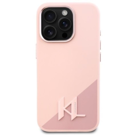 Karl Lagerfeld Silicone Shadow Metal Initial MagSafe - Etui iPhone 16 Pro (różowy) Karl Lagerfeld Karl Lagerfeld Silicone Shadow Metal Initial MagSafe - Etui iPhone 16 Pro (różowy) Karl Lagerfeld
