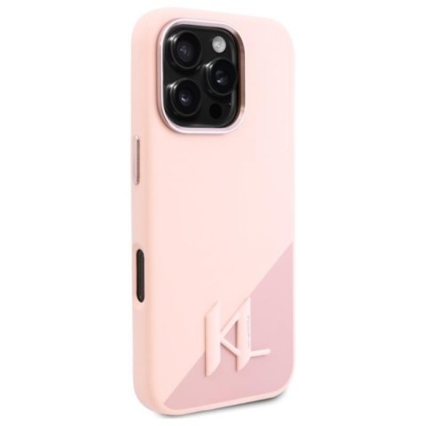 Karl Lagerfeld Silicone Shadow Metal Initial MagSafe - Etui iPhone 16 Pro (różowy) Karl Lagerfeld Karl Lagerfeld Silicone Shadow Metal Initial MagSafe - Etui iPhone 16 Pro (różowy) Karl Lagerfeld